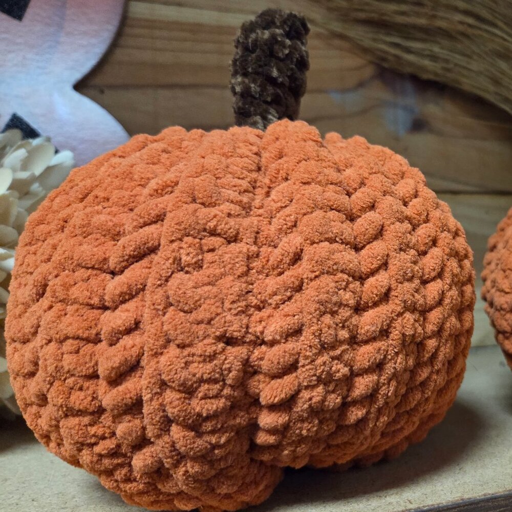Crochet plush orange pumpkin